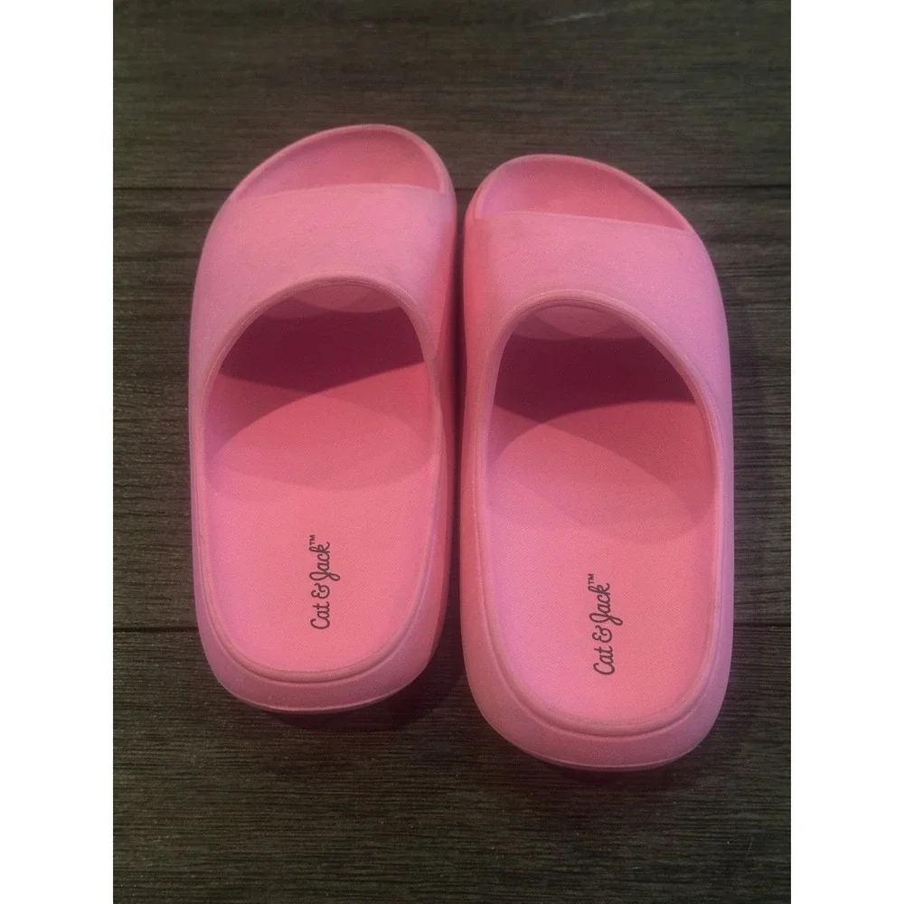 Girls Pink Cat & Jack Slides Sandals Beach Comfort Vacation Sz 13 Casual